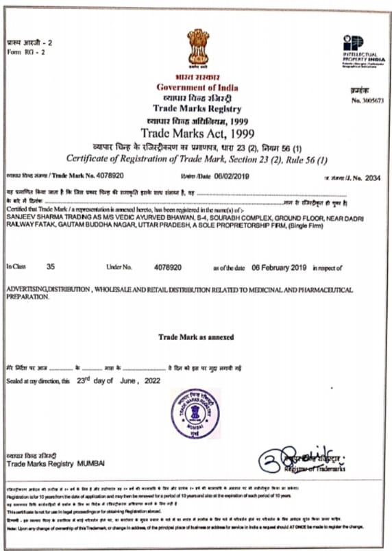 Trade Mark Certificate